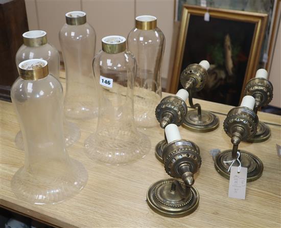 A set of five Charles Edwards wall storm lanterns